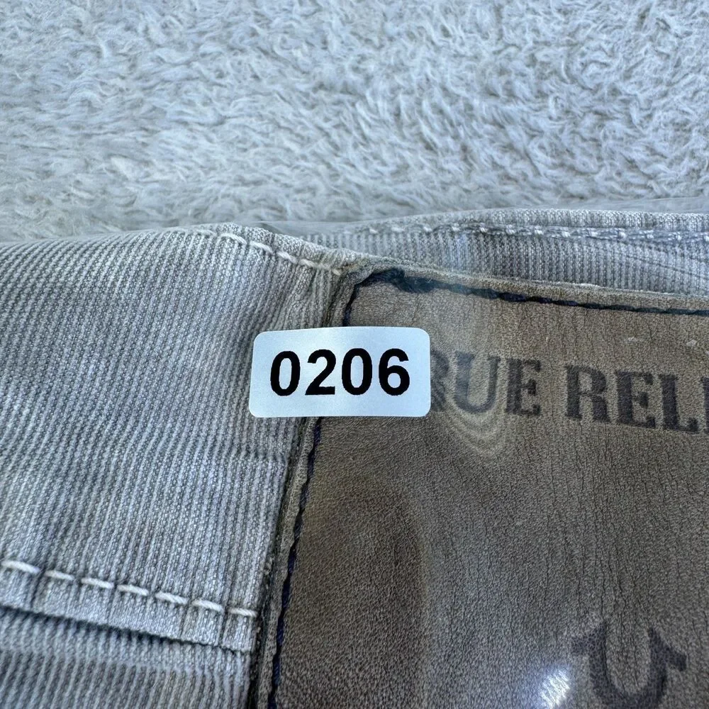 True Religion Ricky Cut Off Shorts Men's 31 Gray Corduroy Relaxed Fit Whiskered